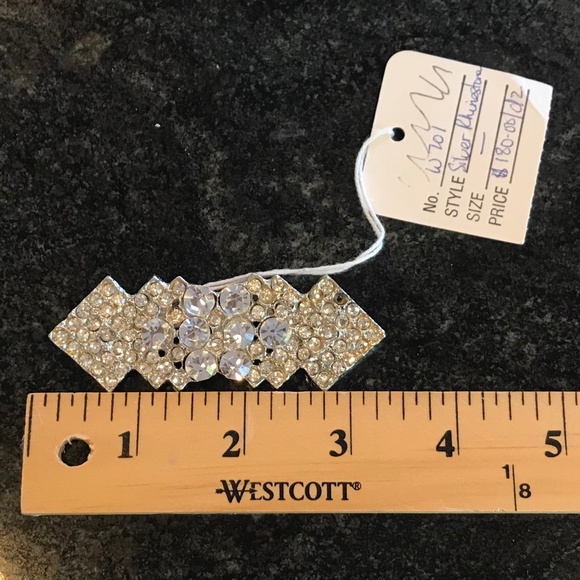 Vintage 1980s Silver Rhinestone Ornament (with original tag!) - Picture 3 of 5